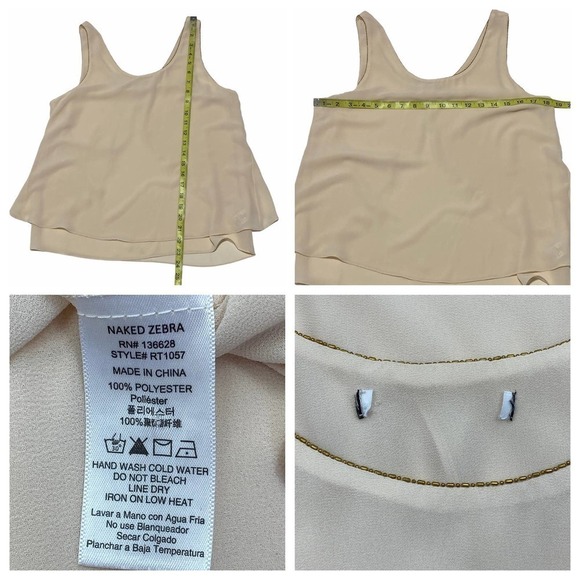 NAKED Zebra Beige Sleeveless Ruffle-Back Blouse - Picture 12 of 12
